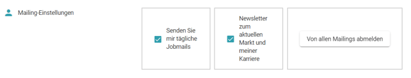 Screenshot von myCareerGate Mailing-Einstellungen